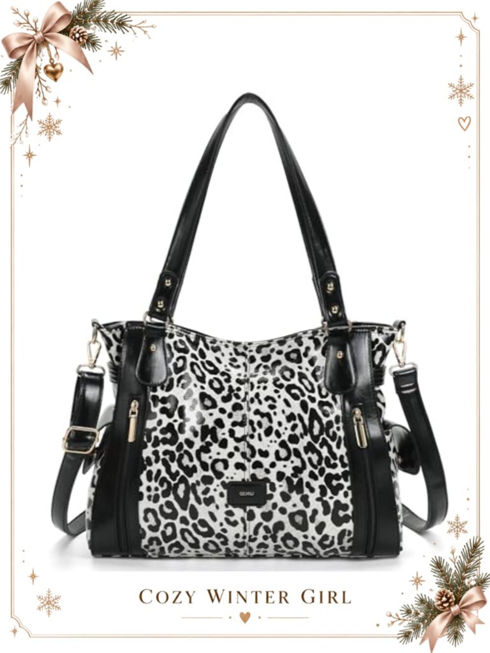 GEMIU Large Leopard Print Faux Leather Tote Bag Crossbody Purse